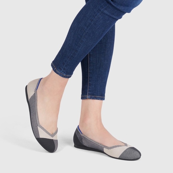 Rothy’s Captoe Round Black and Cream Ballet Flats - Picture 2 of 7